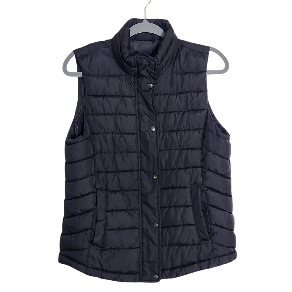 GAP Black Snap-Up Quilted Puffer Vest Size Medium
